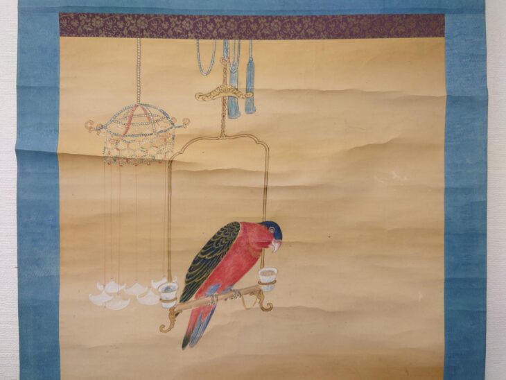 掛軸 牧童図 作者不明 サイン・落款あり 宋紫石 鳥獣画 普段掛け