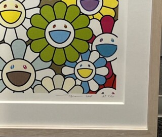 村上隆 ポスター 小さなお花の絵：黄色や白や紫のお花たち　takashi