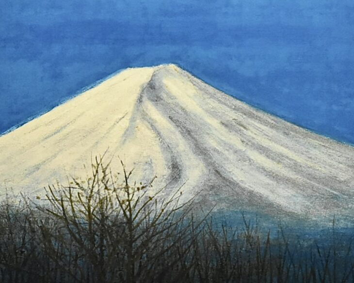 風景画　平山郁夫 「富士の朝」　額付き　手描き　肉筆 Amazon.co.jp: 平山郁夫 肉筆日本画8号 風景画 サイン 落款有 文化勲章