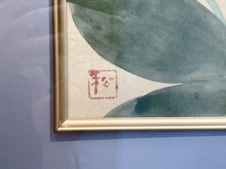 絵画作者？（胡蝶蘭と埴輪）62cm x 42cm 1980 6/120 送料無料】 純金 胡蝶蘭 3本立 D 465g / 高級 コレクション 美術