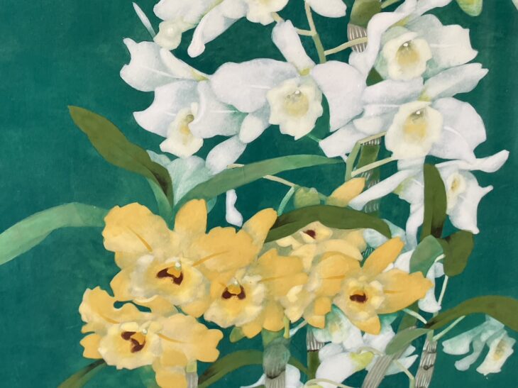 CH2752 松岡政信　絵画　「春欄」 日本画 松岡政信 『デンドロビューム』 ｜骨董品買取 緑和堂