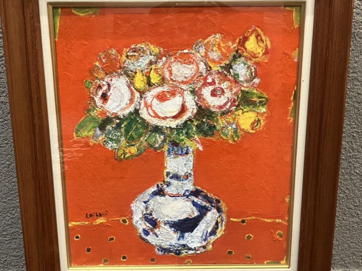 安食慎太郎 『バラの花』 ｜骨董品買取 緑和堂