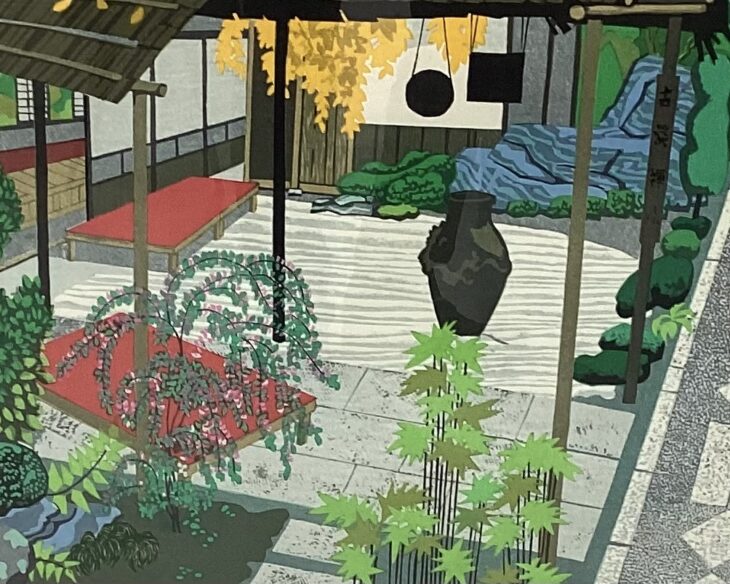 北岡文雄 作 『京の茶店』 ｜骨董品買取 緑和堂