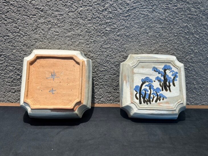 白井半七 乾山写笹の絵小皿 上品な逸品！o852 削る