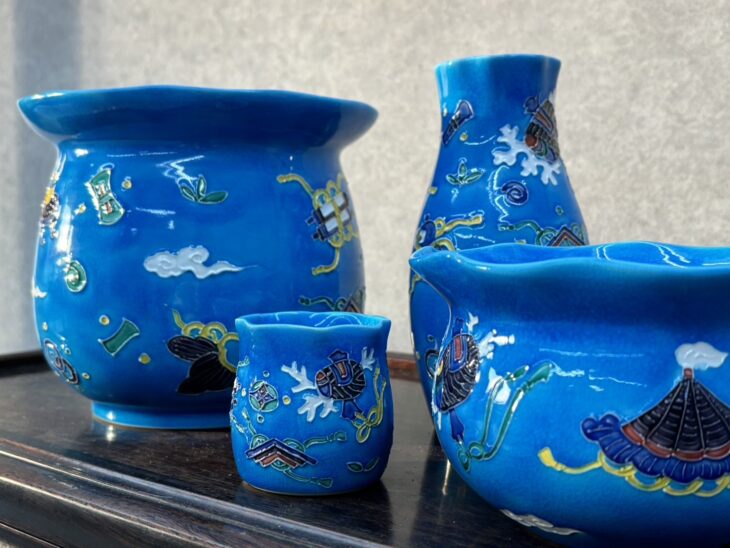 三代目 加藤利昇作　黄交趾 竹　替茶器　美品　共箱　茶道具　送料込 三代目 加藤利昇作 黄交趾 竹 替茶器 美品 共箱 茶道具 送料