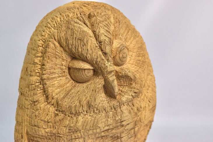 瀧口政満 フクロウ 梟 高さ32cm 北海道 アイヌ彫刻 木彫り