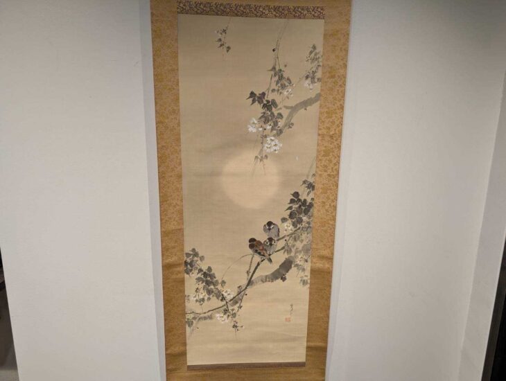 大得価，大人気 【真作】【WISH】渡辺省亭 日本画 掛軸 双幅 絹本 ◇