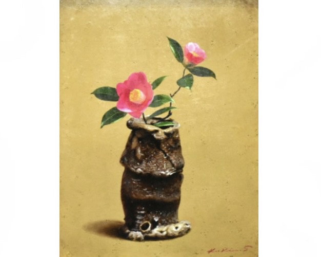 九鬼三郎『備前に椿』 ｜骨董品買取 緑和堂