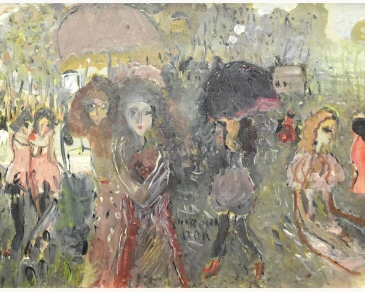 //めめ// 織田廣喜「チュイルリー庭園」３Ｆ額縁41×46￼絵22×27 織田廣喜 『並木の風景(チュイルリー公園)』 ｜骨董品買取 緑和堂