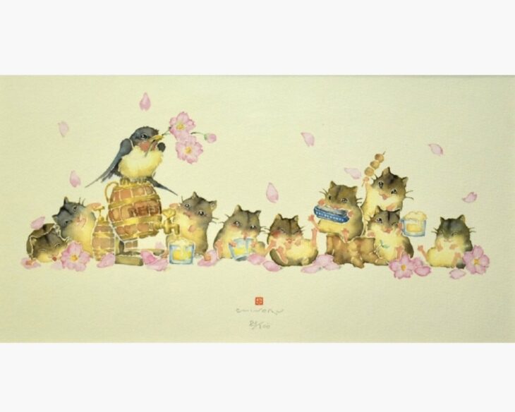 北田稔作[版画]春のほほ 北田稔 『春のほほ』 ジクレー ｜骨董品買取 緑和堂
