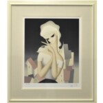 東郷青児 『郊外の街』 リトグラフ 石版画