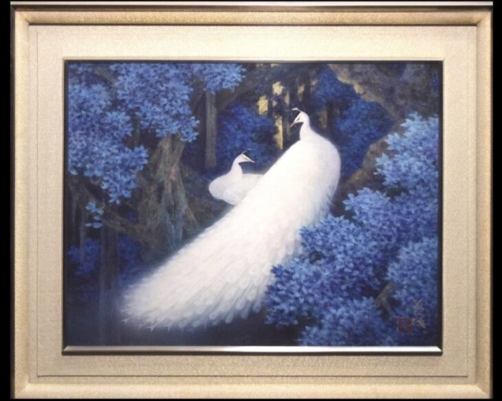 岸田蒼坪 『菩薩樹の陰』 10号 日本画