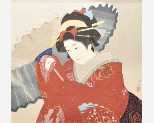 伊東深水 『春雪』 ｜骨董品買取 緑和堂