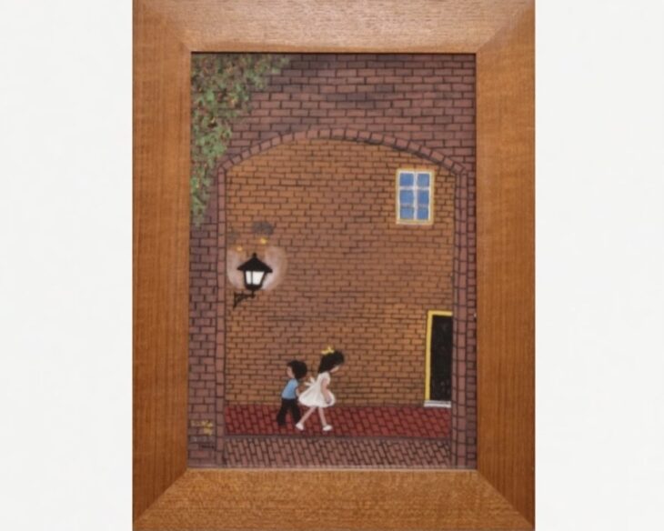 谷内六郎 『レンガの町 デンマークにて』 ロイヤルコペンハーゲン 陶板画