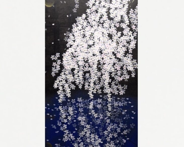 正規品美品）中島千波『桜花春映』シルクスクリーン絵画版画 中島千波 『桜花春映』 ｜骨董品買取 緑和堂