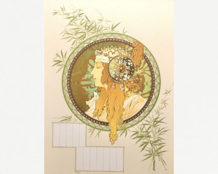 送料込み☆アルフォンス ミュシャ/絵画【ブロンド Var.2】額付き アルフォンス・ミュシャ 『ブロンド Var.2 1897』 ｜骨董品買取
