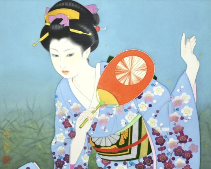 渡部 岱龍『蛍狩り』 ｜骨董品買取 緑和堂