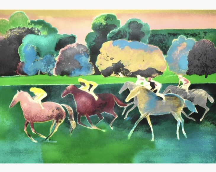 ポール　ギヤマン 夕暮れの乗馬 絵画 ポール・ギヤマン「乗馬」リトグラフ :: 絵画買取・販売 - シバヤマ
