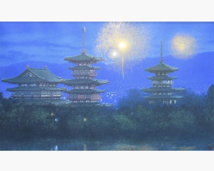 清水規　華宵薬師寺 清水規 『華宵薬師寺』 ｜骨董品買取 緑和堂