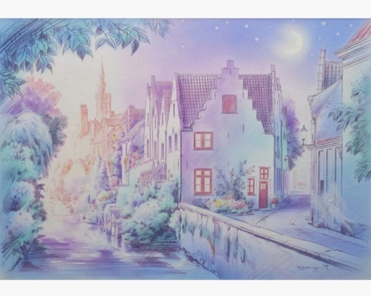 イラスト原画　塚本馨三　 「パリ」 イラスト原画 塚本馨三 「パリ」 イラスト原画 塚本馨三 「パリ」