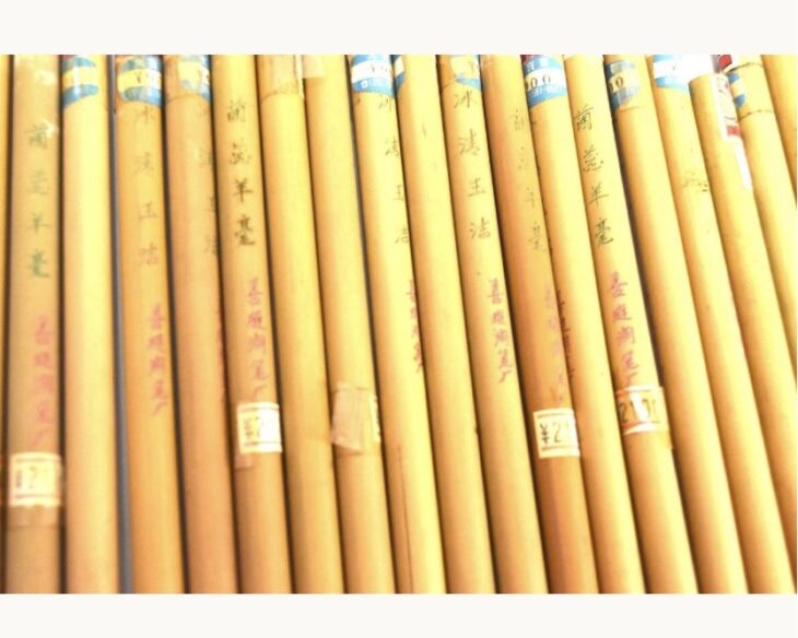 中国 古筆 善連湖筆 加料條幅 ２本セット 羊毫 羊毛筆 書家の愛蔵品 古玩 20年以上前に入手 ②書道用筆 中国筆 湖筆 善連湖筆 唐筆 古筆 書道 加料條幅 上海工芸