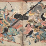 歌川国貞 『平将門・俵藤太一騎打図』