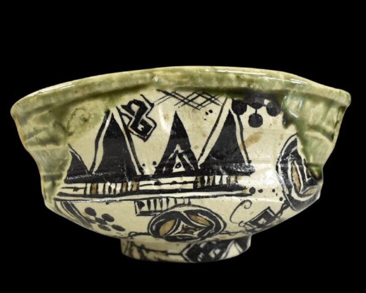 池田省吾 織部茶碗 池田省吾 織部茶碗 ｜骨董品買取 緑和堂