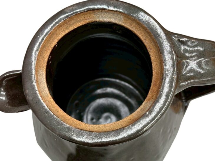 バーナード・リーチ 『黒釉面取注瓶』 濱田庄司識 ｜骨董品買取 緑和堂