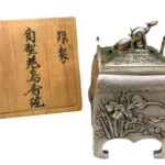 青鳳 『銀製 角型花鳥香炉』
