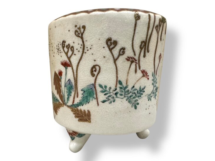 白薩摩 草花文 香炉 ｜骨董品買取 緑和堂