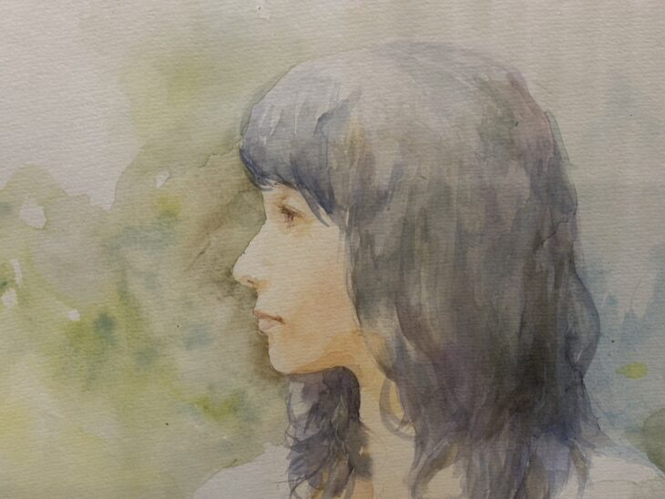 黒川達也 水彩画 『緑の中で』 ｜骨董品買取 緑和堂