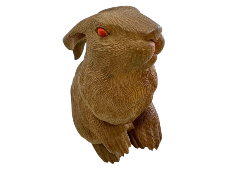 山口景信 『木彫 兎』 ｜骨董品買取 緑和堂