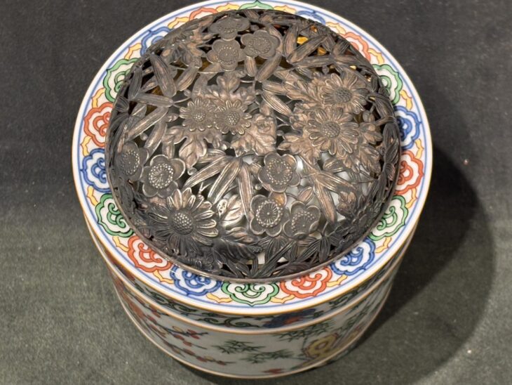 三浦竹泉 『赤絵四君子図香炉』 ｜骨董品買取 緑和堂