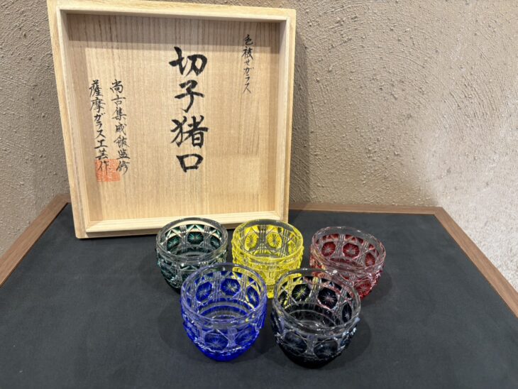 島津磯斉彬竈 薩摩ガラス工芸 『切子猪口』 ｜骨董品買取 緑和堂