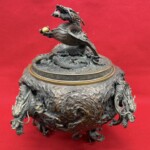 松永武雄（松雲） 青銅古代龍巻香炉