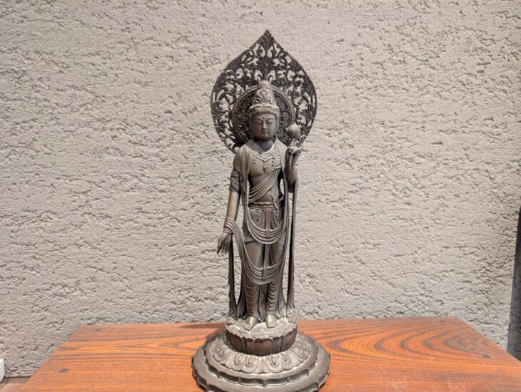 松久宗琳　大仏師　聖観音菩薩像 銅像 セット アンティーク 293／1000 松久宗琳 大仏師 聖観音菩薩像 銅像 セット アンティーク 293／1000の