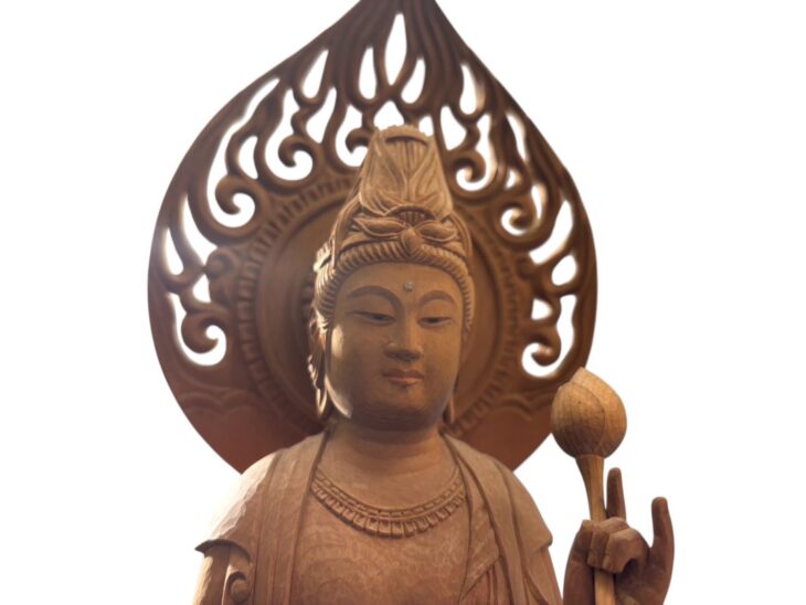 【骨董品】　大型　聖観音菩薩像　62センチ　木彫り　仏像 骨董品】 大型 聖観音菩薩像 62センチ 木彫り 仏像