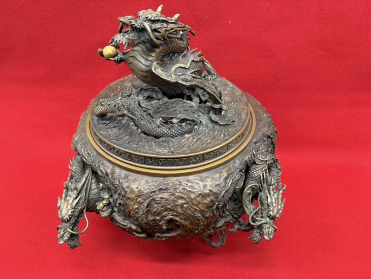 松永武雄（松雲） 青銅古代龍巻香炉 ｜骨董品買取 緑和堂