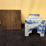 亀山焼　山水角盃台