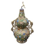 嵌寶石 塗金 七宝壷