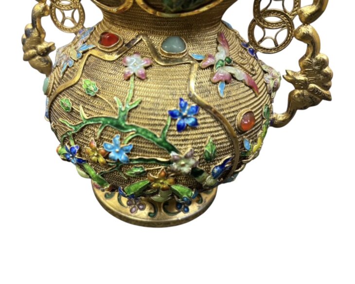 嵌寶石 塗金 七宝壷 ｜骨董品買取 緑和堂