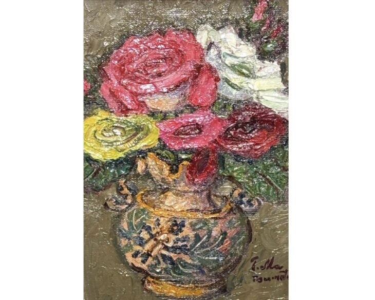 松本 富太郎 『薔薇』 ｜骨董品買取 緑和堂