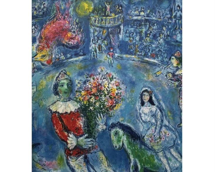 シャガール 「雄鶏」 73cm × 90cm マルク・シャガール 『紫色の雄鶏』 ｜骨董品買取 緑和堂