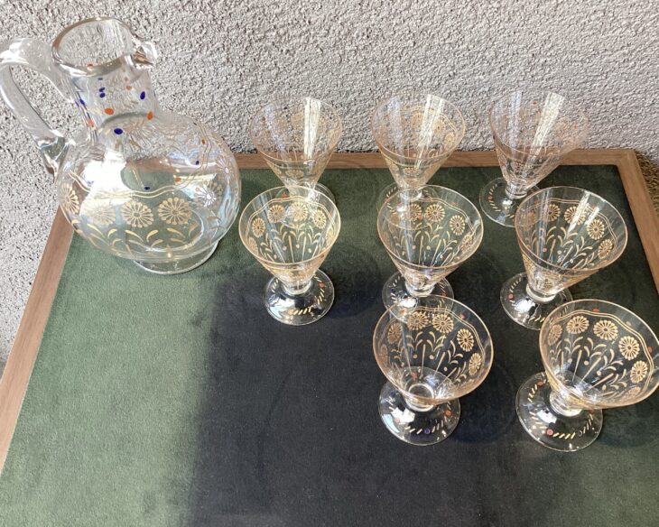 オールドバカラ 金彩ドット柄デカンタ＆グラスセット ｜骨董品買取 緑和堂