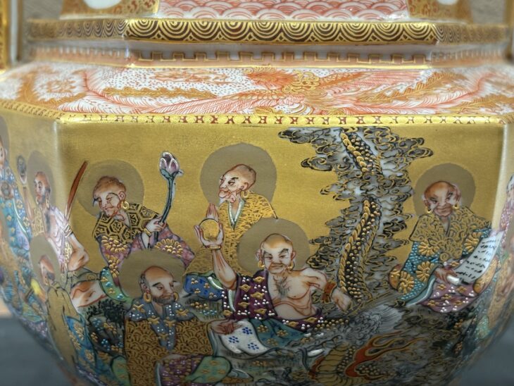 金陽 掬翠 合作『拾六羅漢之図 香炉』 ｜骨董品買取 緑和堂