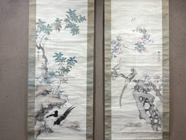 山本梅逸 花鳥画 双幅 ｜骨董品買取 緑和堂