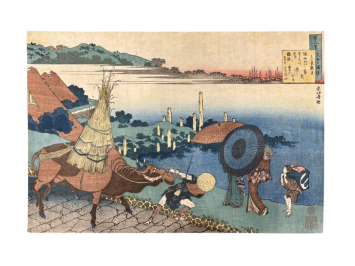 葛飾北斎 『百人一首 うばがえとき 元良親王』
