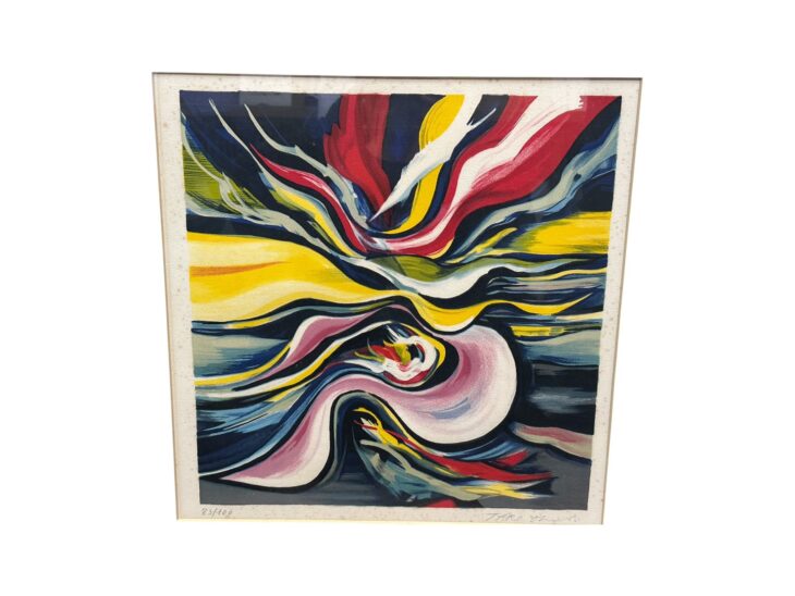 岡本太郎、【流れる夢】、希少な大判額装用画集より、新品高級額装付 岡本太郎 『流れる夢』 ｜骨董品買取 緑和堂